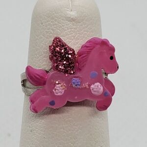 Pink Pegasus Flying Horse Adjustable Ring